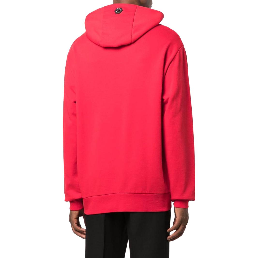 Shop PHILIPP PLEIN SS23 红色连帽衫 带标志字母印花 PAAC-MJB2670-PJO002N-13