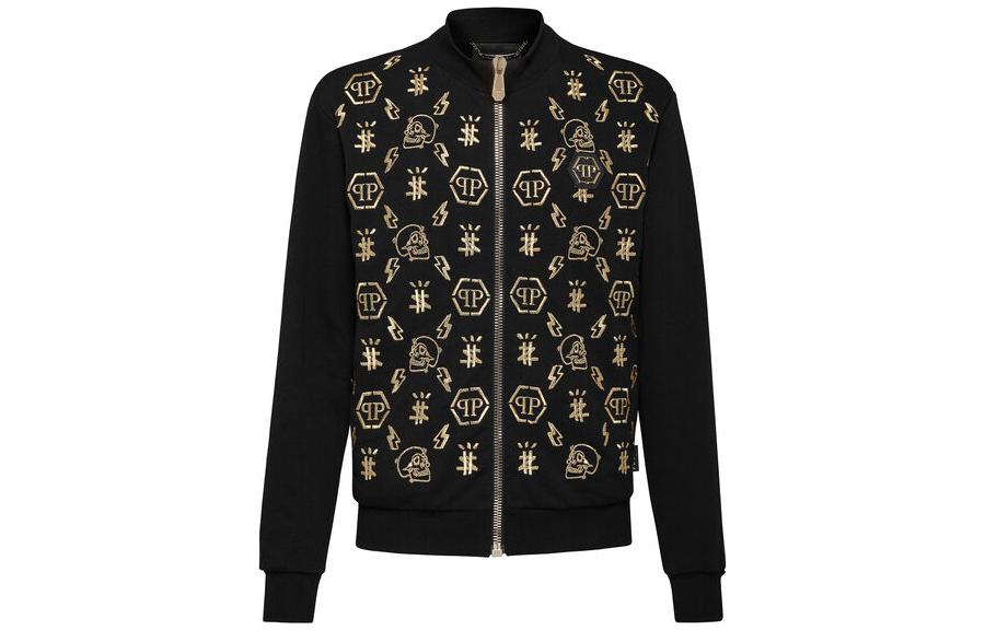 PHILIPP PLEIN SS23 Skull Letter Embroidered Jacket Black A20C-MJB2138-PJO002N-02