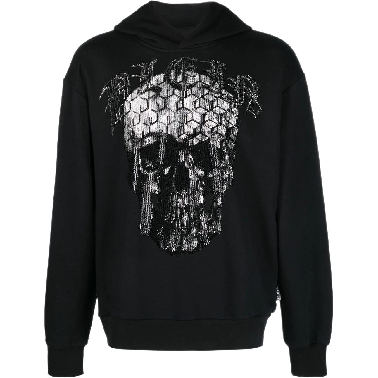 PHILIPP PLEIN SS23 Skull Logo Print Black Casual Sweatshirt PACC-MJB3010-PJO002N-02