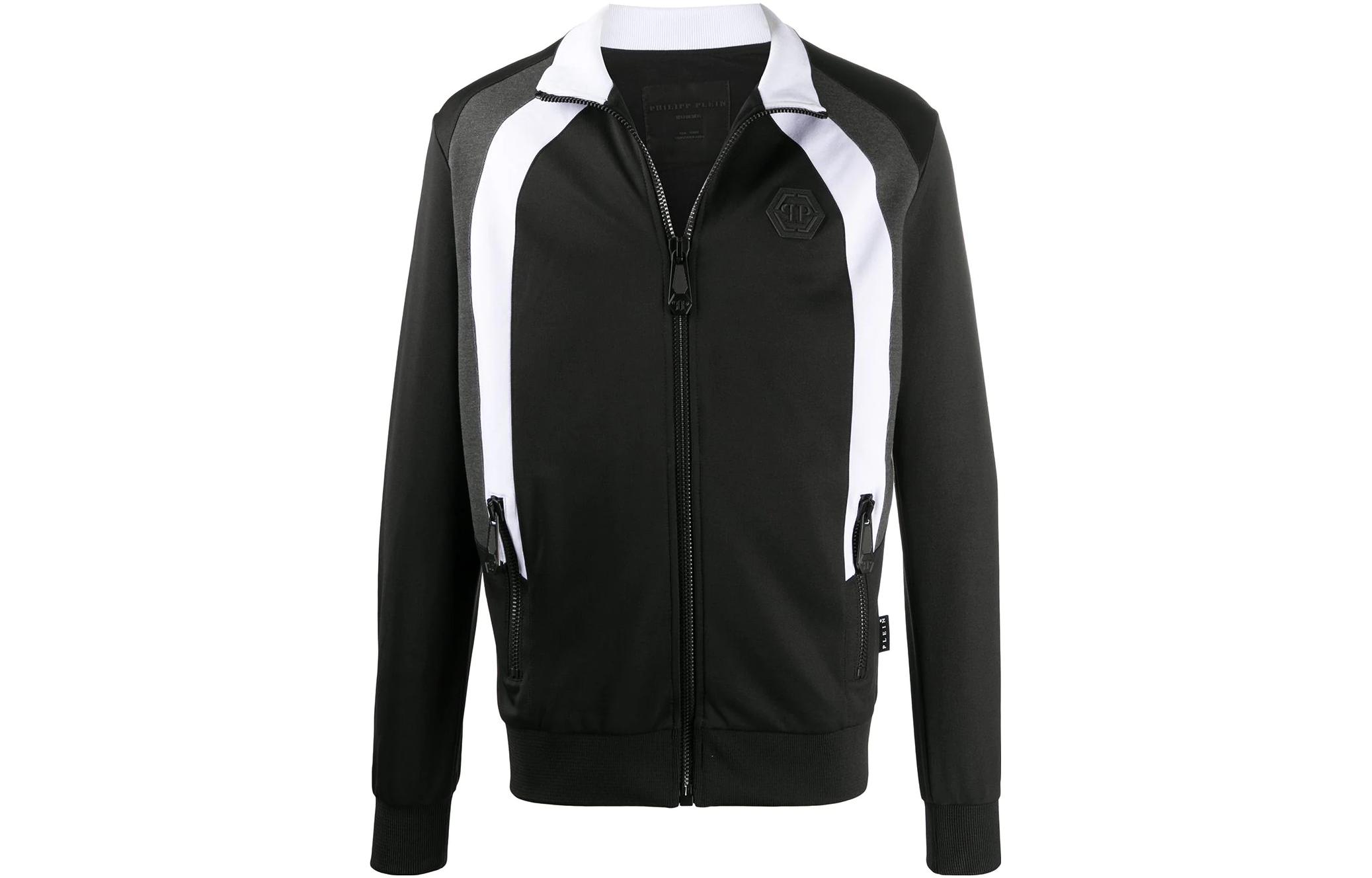 PHILIPP PLEIN SS23 Skull Logo Print Jacket Black F20C-MJB2007-PJO002N-0201