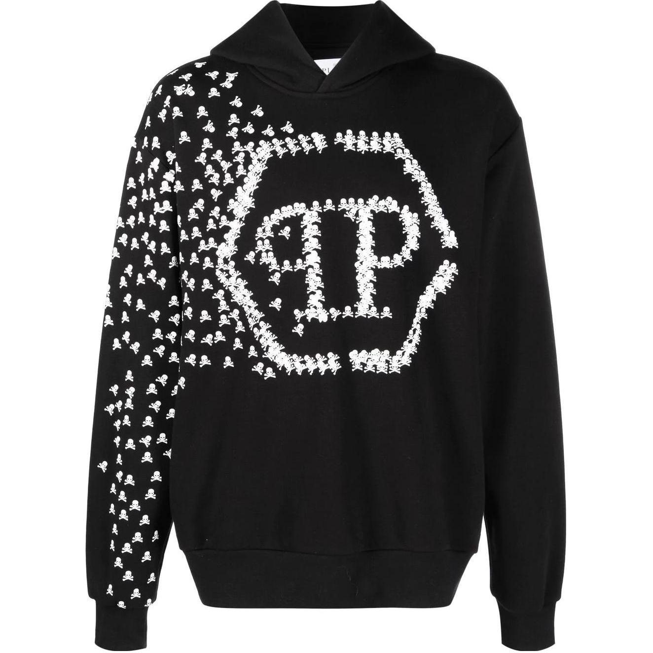 PHILIPP PLEIN SS23 Skull Logo Print Pullover Sweatshirt Black SACC-MJB2948-PJO002N-02
