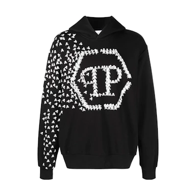 PHILIPP PLEIN SS23 Skull Logo Print Pullover Sweatshirt Black SACC-MJB2948-PJO002N-02