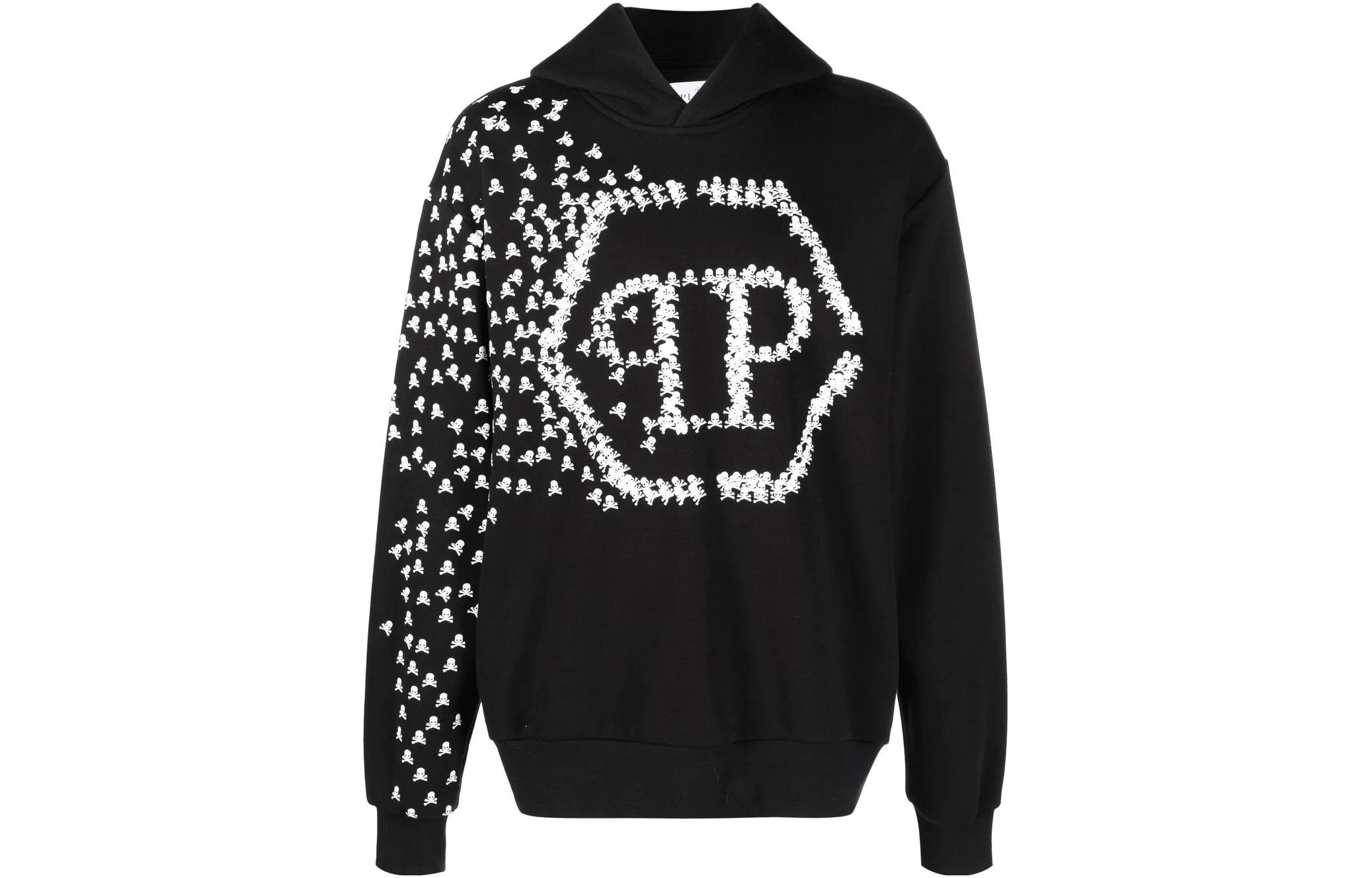 Order PHILIPP PLEIN SS23 骷髅标志印花黑色套头衫 SACC-MJB2948-PJO002N-02