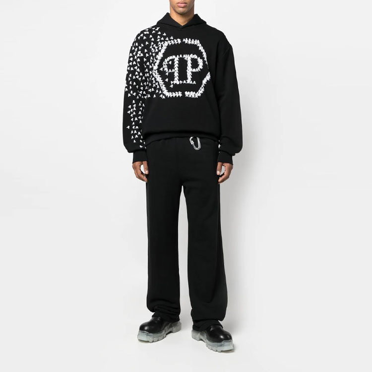 Lookbook PHILIPP PLEIN SS23 骷髅标志印花黑色套头衫 SACC-MJB2948-PJO002N-02