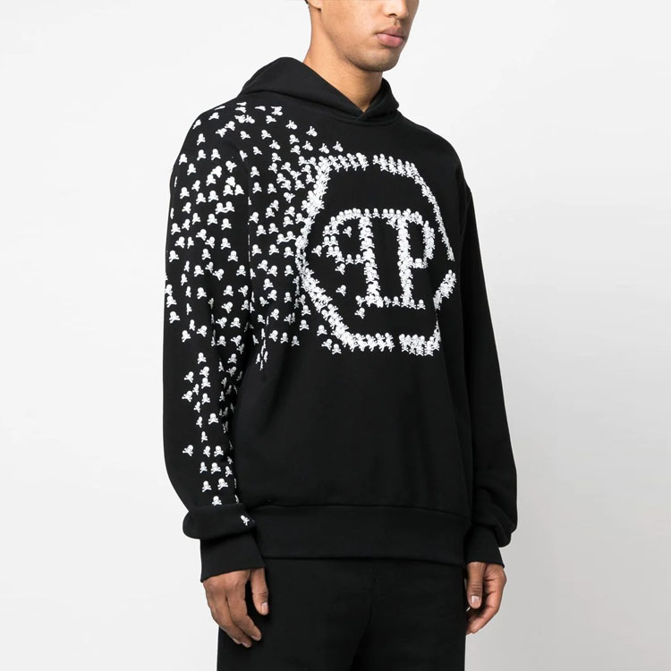 Purchase PHILIPP PLEIN SS23 骷髅标志印花黑色套头衫 SACC-MJB2948-PJO002N-02