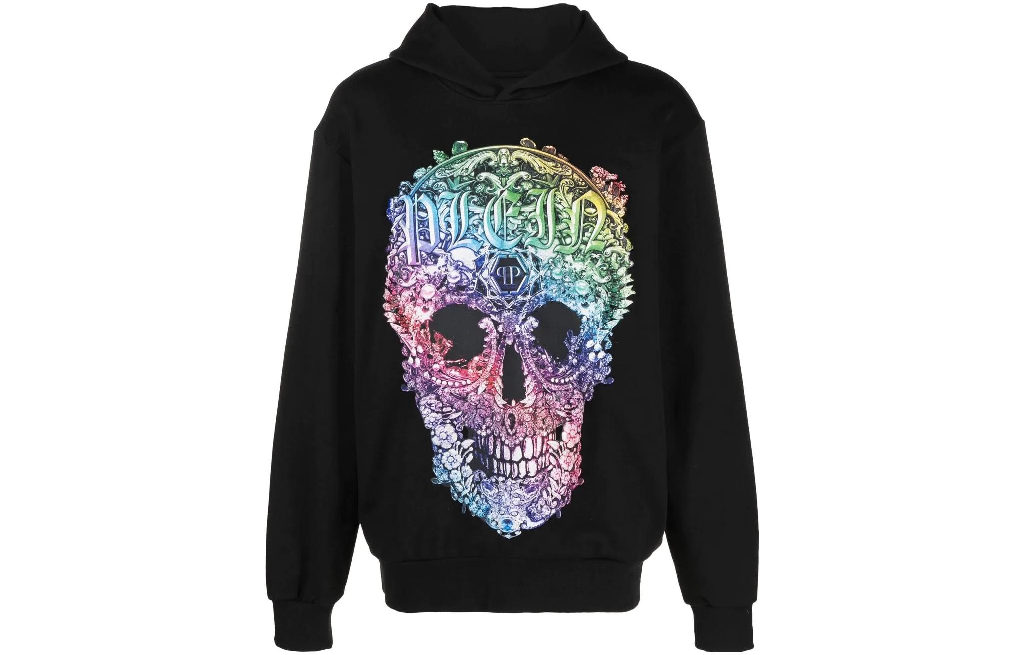 PHILIPP PLEIN SS23 Skull Logo Print Sweatshirt Black Mens PACC-MJB2908-PJO002N-02