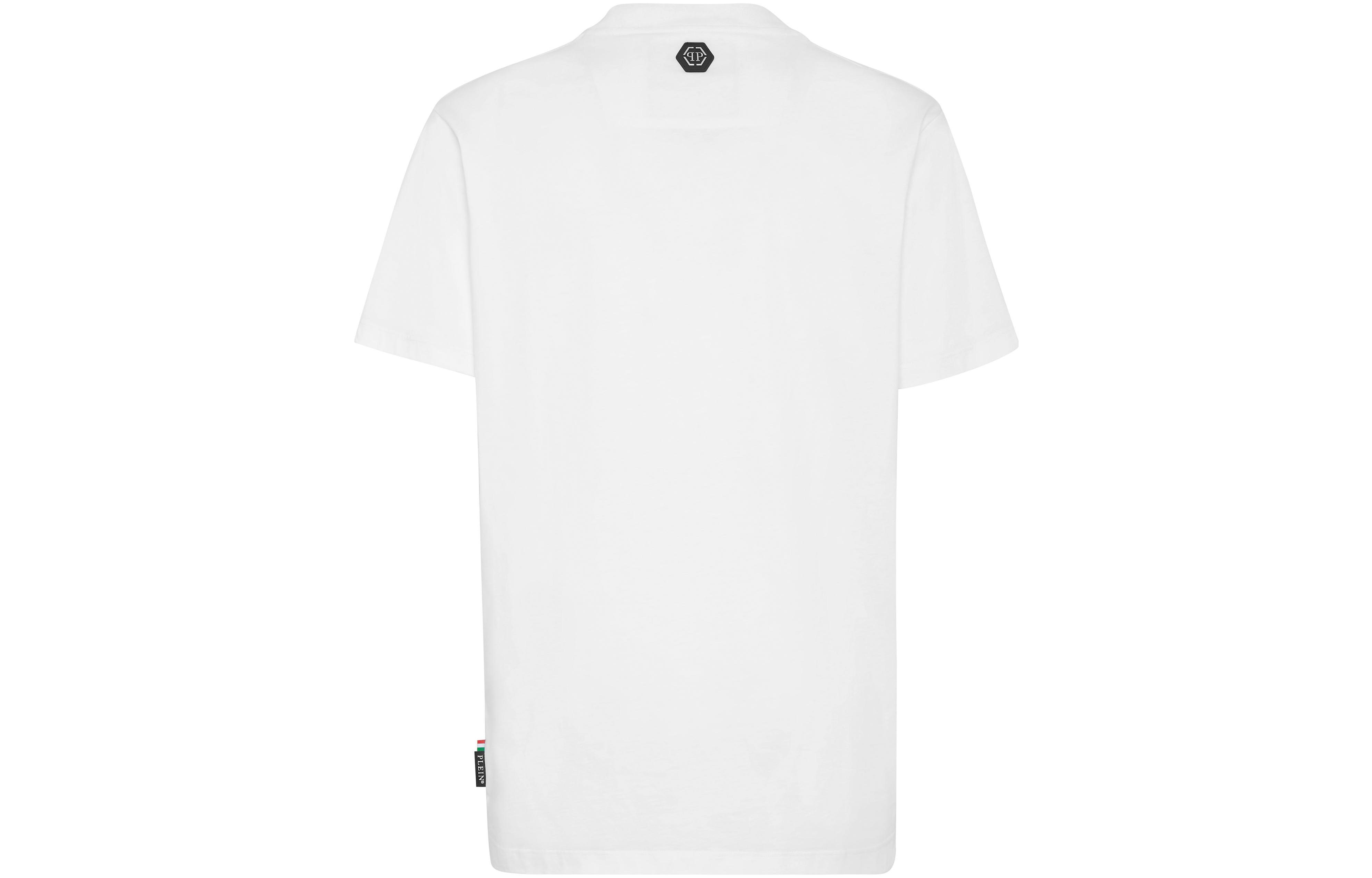 Lookbook PHILIPP PLEIN SS23 骷髏標誌印花男女白綠短袖T恤 SABC-UTK0157-PJY002N-0105