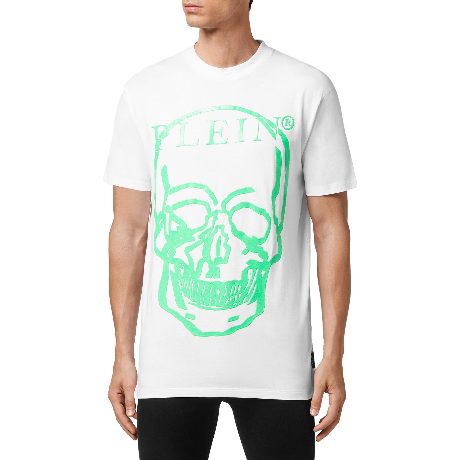 Details for PHILIPP PLEIN SS23 骷髏標誌印花男女白綠短袖T恤 SABC-UTK0157-PJY002N-0105