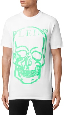PHILIPP PLEIN SS23 骷髏標誌印花男女白綠短袖T恤 SABC-UTK0157-PJY002N-0105 Details for PHILIPP PLEIN SS23 骷髏標誌印花男女白綠短袖T恤 SABC-UTK0157-PJY002N-0105