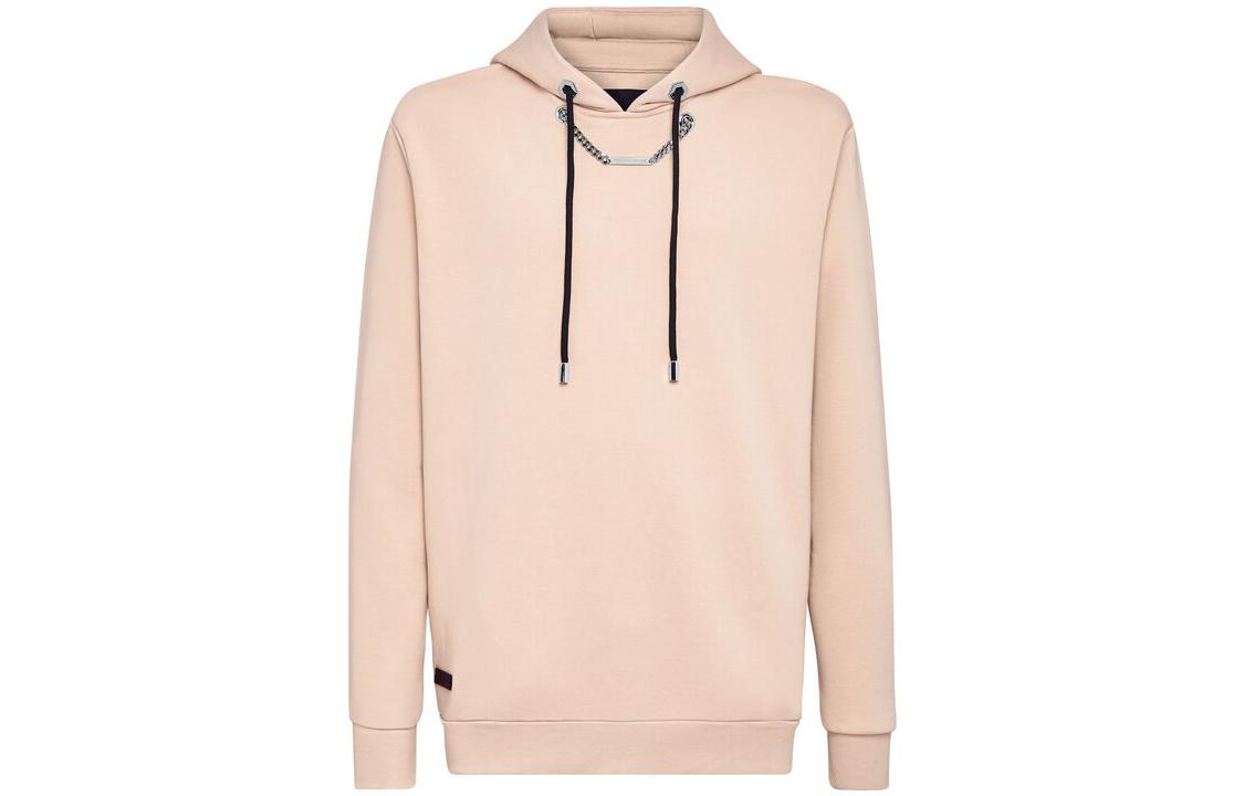 PHILIPP PLEIN SS23 Solid Chain Hooded Long Sleeve Hoodie Beige PAAC-MJB2426-PJO002N-06