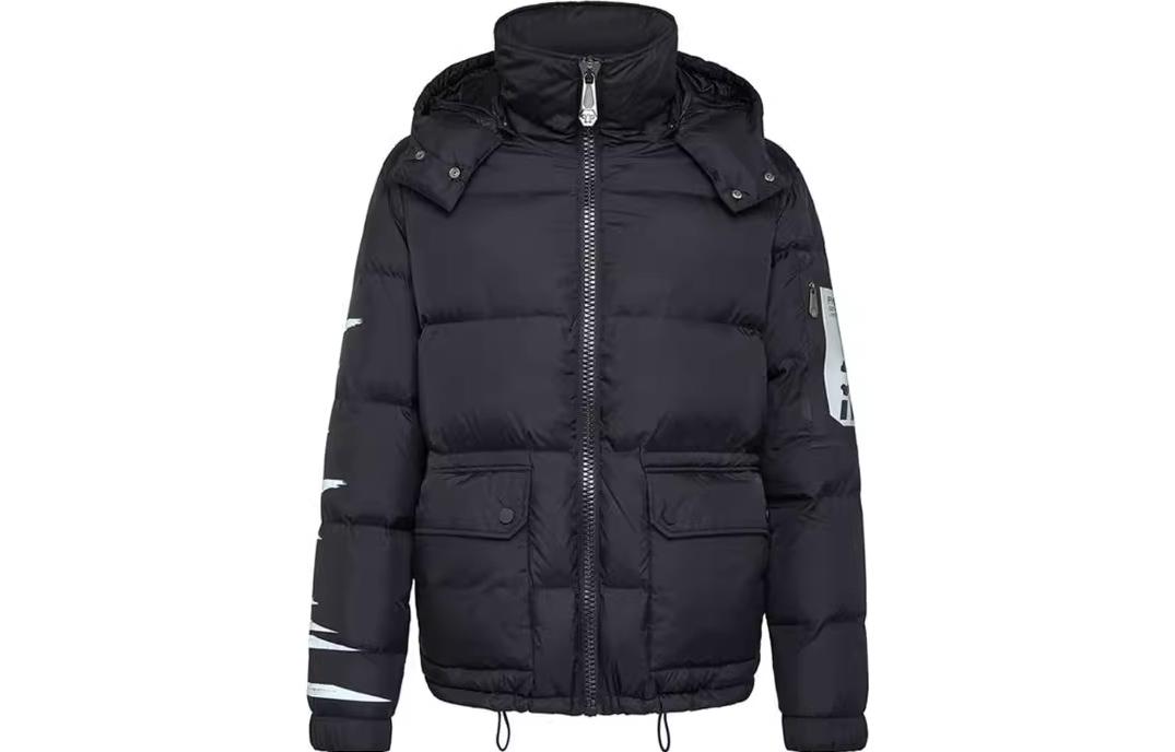 PHILIPP PLEIN SS23 Solid Detachable Hood Casual Zip Jacket for Men MRB0815-PNY002N-0201