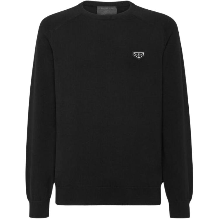 PHILIPP PLEIN SS23 Solid Logo Crewneck Pullover Sweatshirt Men’s Black LABC-MKO1237-PKN002N-02