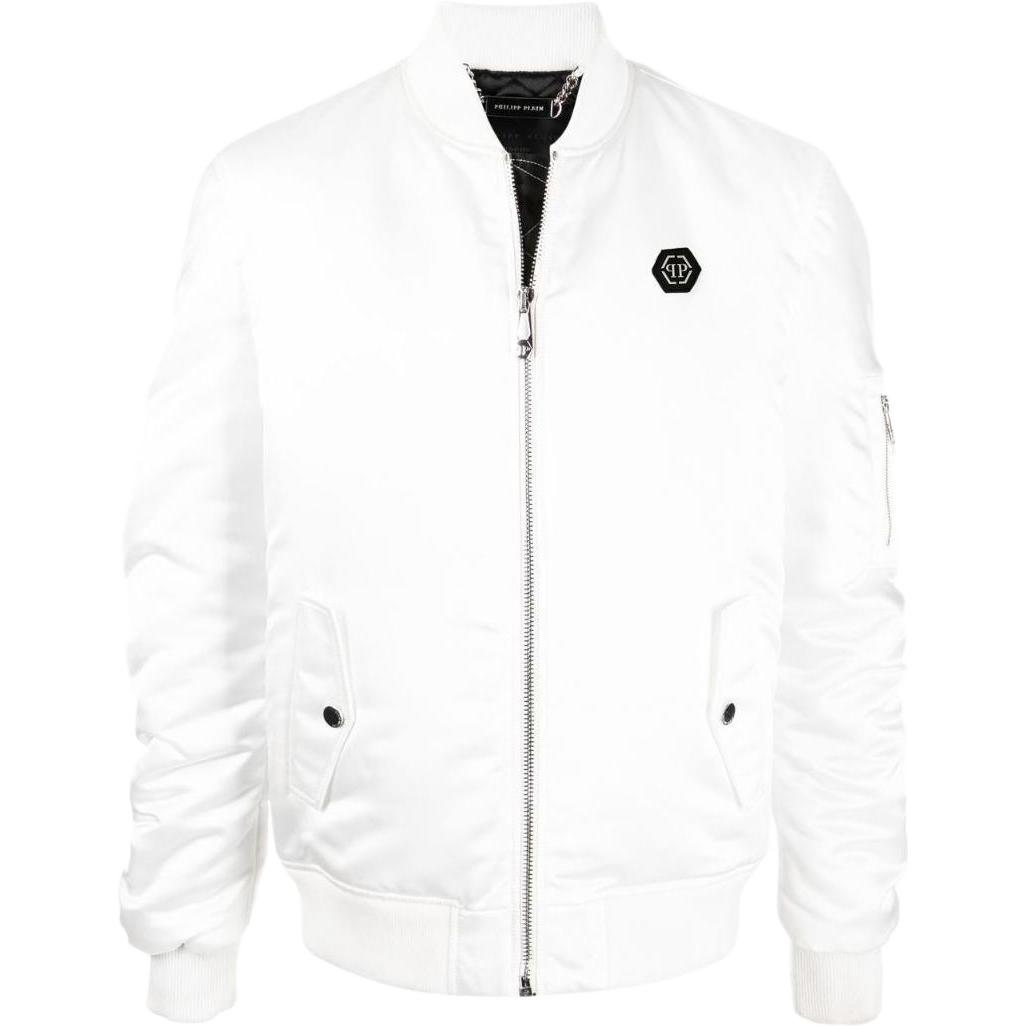 PHILIPP PLEIN SS23 Solid Logo Patch Bomber Jacket - PABC-MRB1852-PTE003N-01