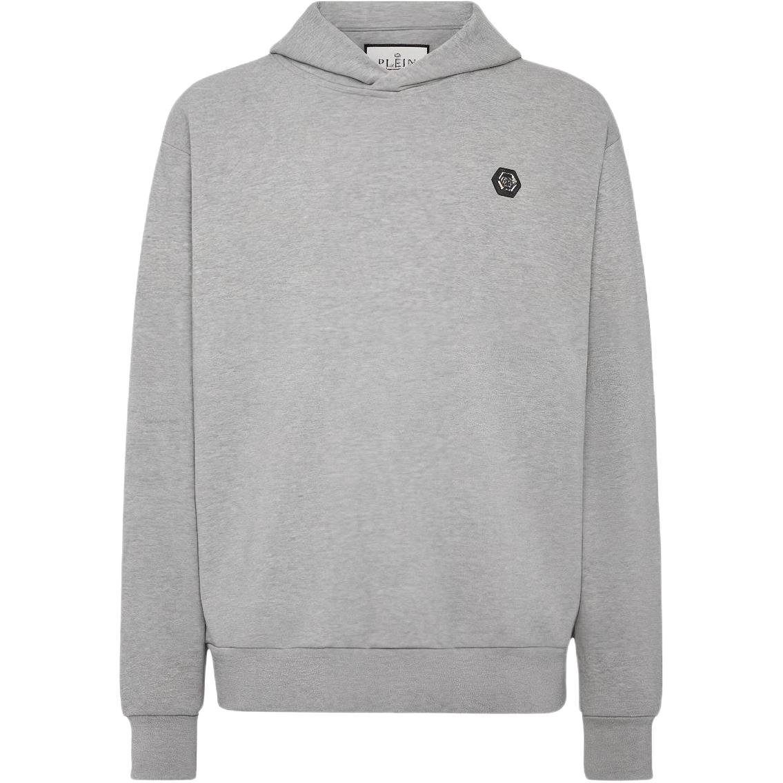 PHILIPP PLEIN SS23 Solid Logo Patch Sweatshirt Men’s Gray FACC-MJB2721-PJY002N-10