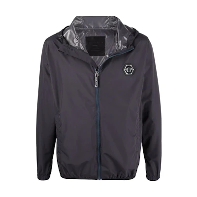 PHILIPP PLEIN SS23 Solid Logo Zip Hoodie Jacket - Dark Gray PAAC-MRB1890-PNY002N-24