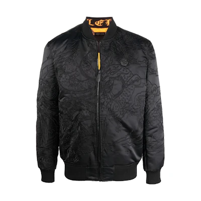 PHILIPP PLEIN SS23 Tattoo Print Embroidered Bomber Jacket for Men. SABC-MRB1851-PTE003N-02