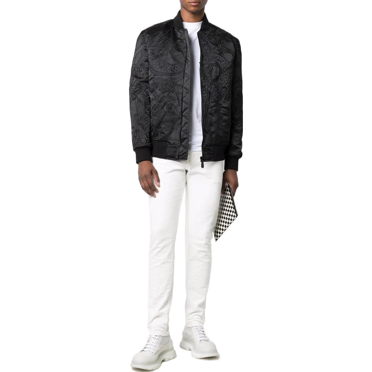 Lookbook PHILIPP PLEIN 男士 SS23 刺青印花刺繡飛行夾克外套 SABC-MRB1851-PTE003N-02