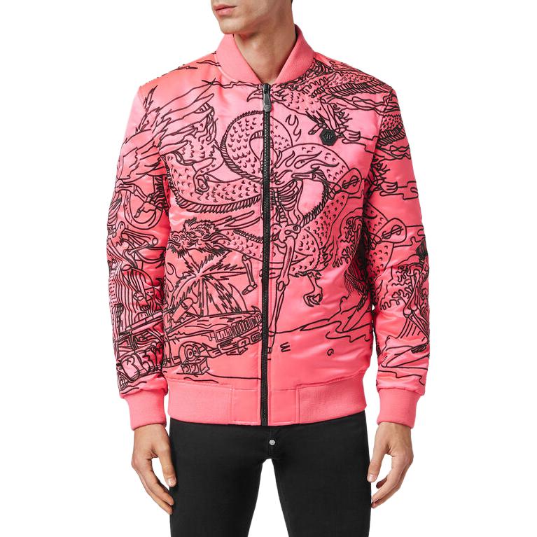 Sizing PHILIPP PLEIN 男士 SS23 刺青印花刺繡飛行夾克外套 SABC-MRB1851-PTE003N-02
