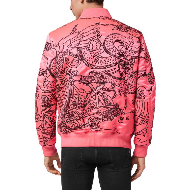 Cheap PHILIPP PLEIN 男士 SS23 刺青印花刺繡飛行夾克外套 SABC-MRB1851-PTE003N-02