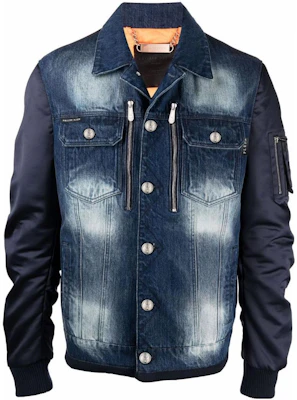 PHILIPP PLEIN SS23 Washed Single-Breasted Patchwork Jacket Blue SABC-MDB0373-PDE004N-14WS Buy PHILIPP PLEIN SS23 Washed Single-Breasted Patchwork Jacket Blue SABC-MDB0373-PDE004N-14WS