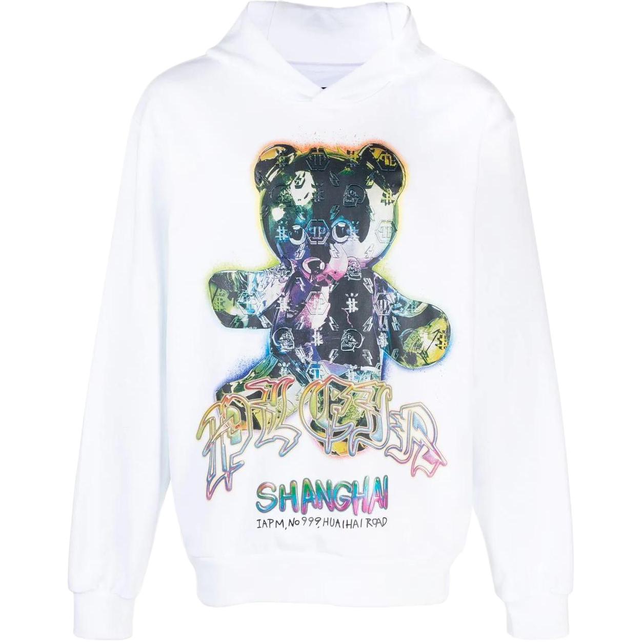 PHILIPP PLEIN SS23 White Logo Cartoon Bear Print Long-Sleeve Sweatshirt Mens PACC-MJB2961-PJO002N-01