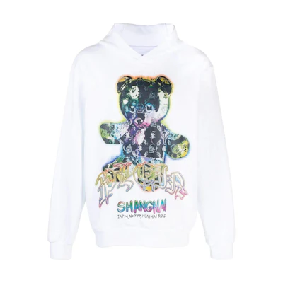 PHILIPP PLEIN SS23 White Logo Cartoon Bear Print Long-Sleeve Sweatshirt Mens PACC-MJB2961-PJO002N-01