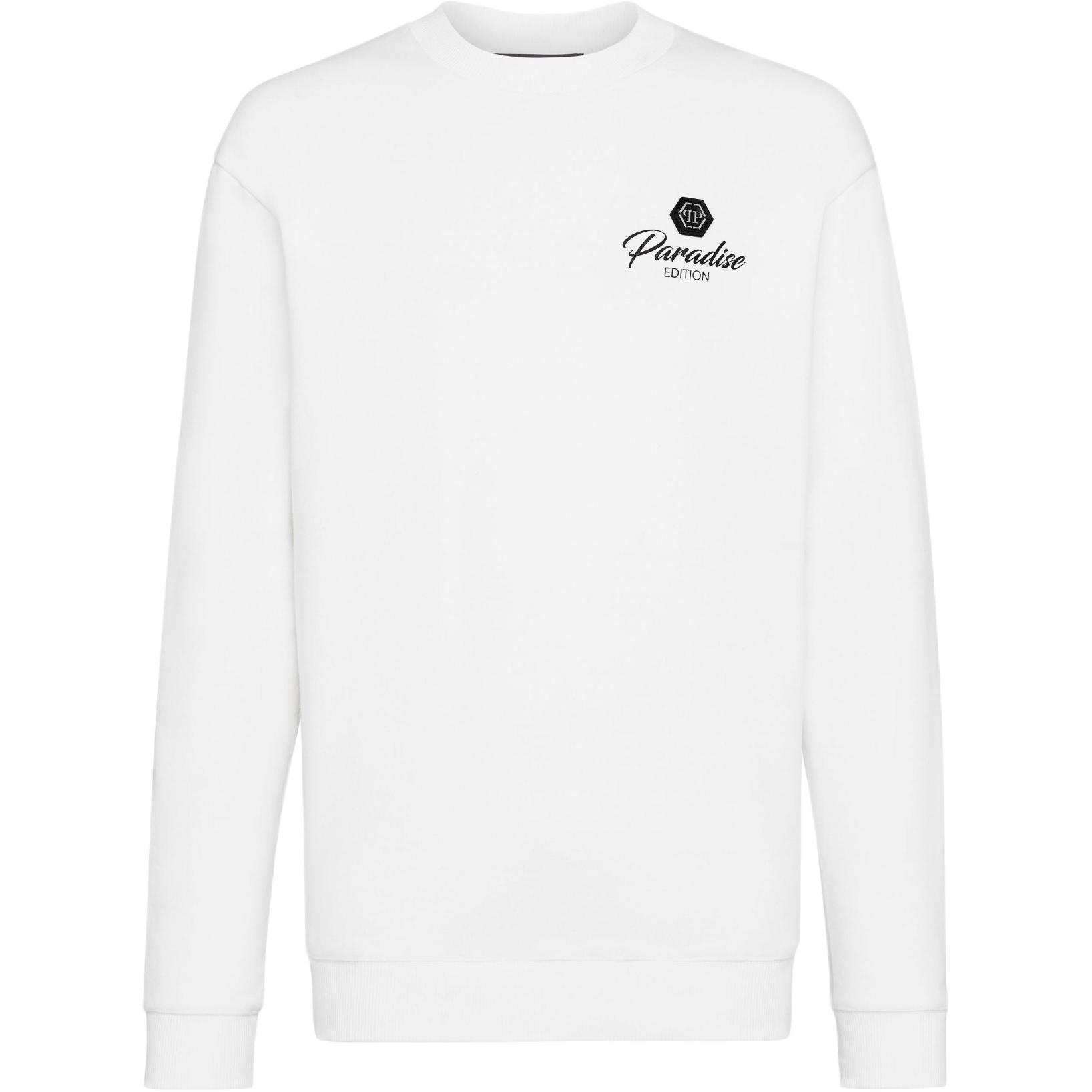PHILIPP PLEIN SS23 White Logo Print Casual Sweatshirt FAAC-MJO0764-PJO002N-01