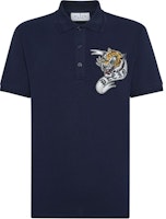 PHILIPP PLEIN SS24 Blue Polo Shirt with Animal Skull Print. FADC-MTK7393-PJY002N-02 PHILIPP PLEIN SS24 Blue Polo Shirt with Animal Skull Print. FADC-MTK7393-PJY002N-02