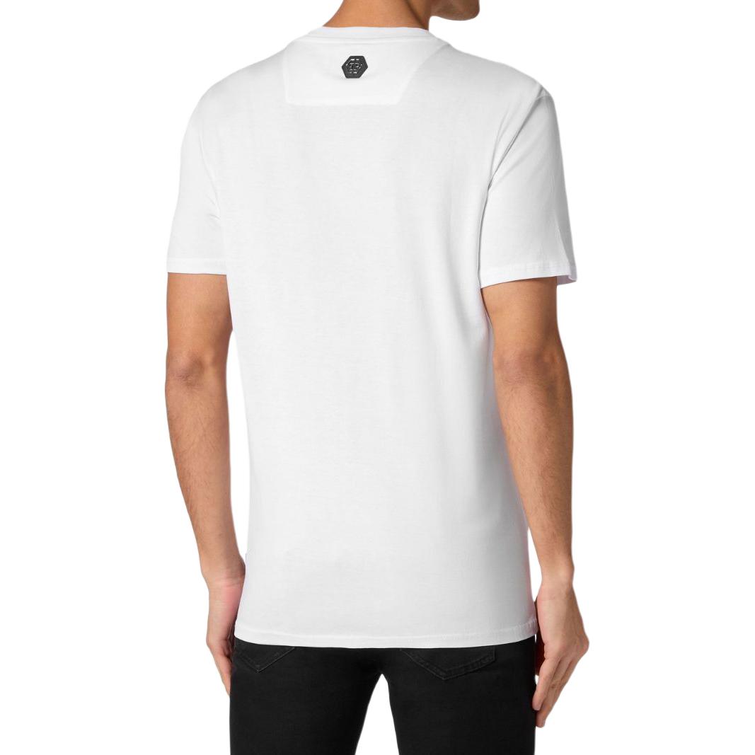 Lookbook PHILIPP PLEIN SS24 白色男士刺繡標誌短袖圓領T恤 FADC-MTK7390-PJY002N