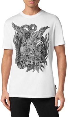 PHILIPP PLEIN SS24 白色男士刺繡標誌短袖圓領T恤 FADC-MTK7390-PJY002N Purchase PHILIPP PLEIN SS24 白色男士刺繡標誌短袖圓領T恤 FADC-MTK7390-PJY002N