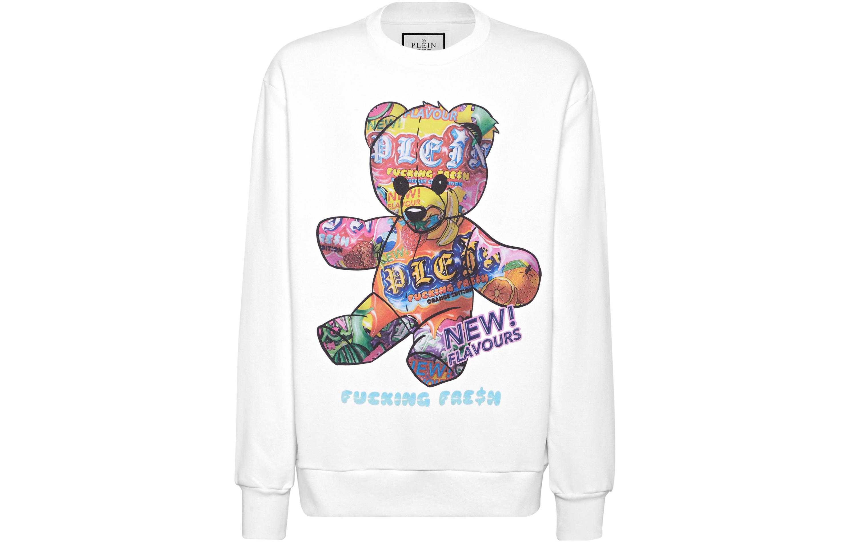 PHILIPP PLEIN SS24 Bear Fruit Letter Print White Loose Sweatshirt PADC-MJO1169-PJO002N-01