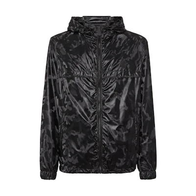 PHILIPP PLEIN SS24 Black Camo Print Full-Zip Hooded Jacket FADC-MRB2501-PNY002N-0202