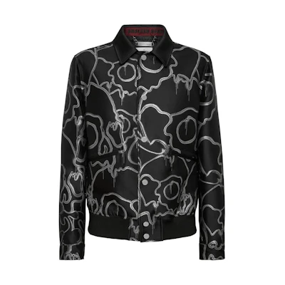 PHILIPP PLEIN SS24 Black Floral Print Long Sleeve Jacket PADC-MRB2428-PTE021N-0201