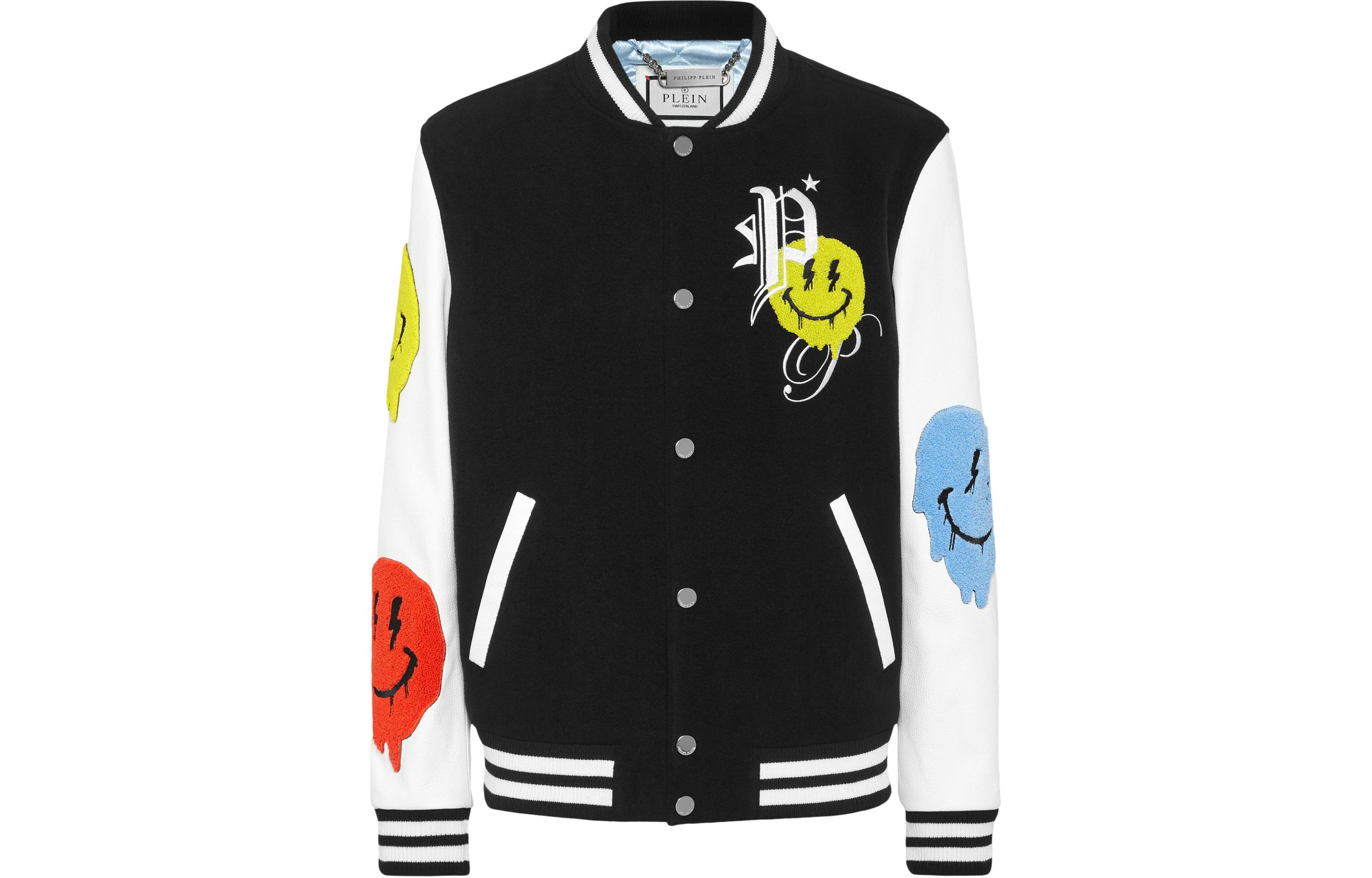 Order PHILIPP PLEIN SS24 Jaket Kasual Hitam Cetakan Graffiti Lelaki. SADC-MLB1835-PTE120N-02