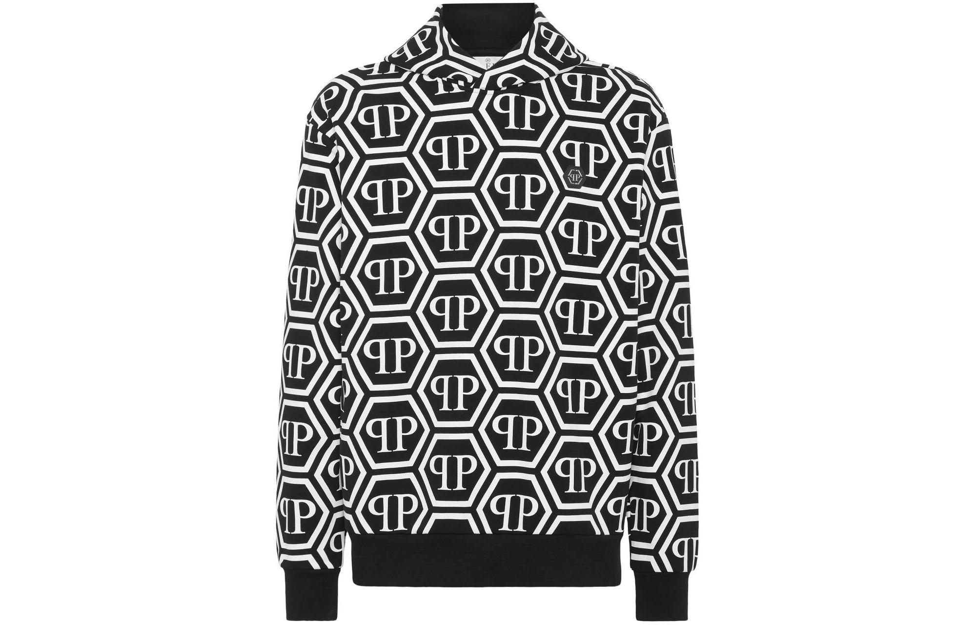 PHILIPP PLEIN SS24 Black Hoodie with Logo Letter Print Design PADC-MJB3276-PJO002N-02