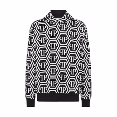 PHILIPP PLEIN SS24 Black Hoodie with Logo Letter Print Design PADC-MJB3276-PJO002N-02