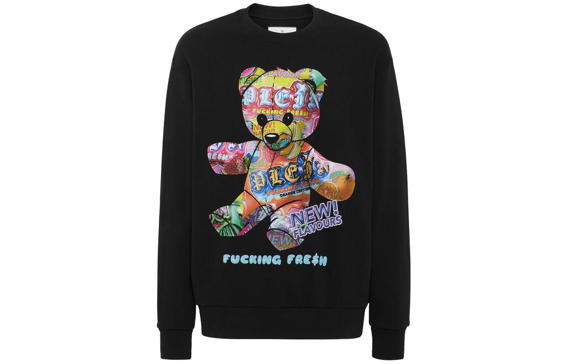 PHILIPP PLEIN SS24 Black Letter Print Crewneck Long-Sleeve Sweatshirt PADC-MJO1169-PJO002N-02