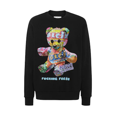 PHILIPP PLEIN SS24 Black Letter Print Crewneck Long-Sleeve Sweatshirt PADC-MJO1169-PJO002N-02
