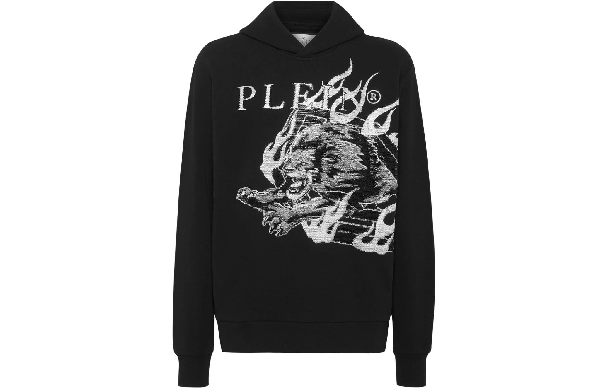 PHILIPP PLEIN SS24 Black Letter Print Hoodie PADC-MJB3275-PJY002N-0201