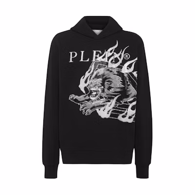 PHILIPP PLEIN SS24 Black Letter Print Hoodie PADC-MJB3275-PJY002N-0201