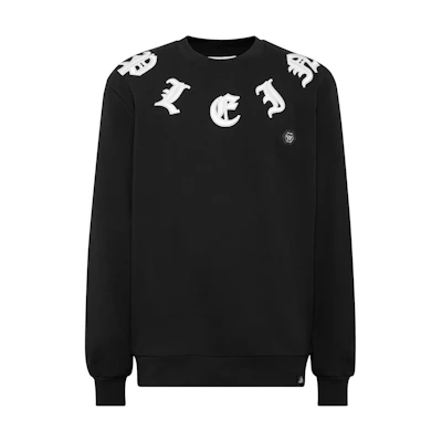 PHILIPP PLEIN SS24 Black Logo Crewneck Long Sleeve Sweatshirt AADC-MJO1249-PJY002N-02