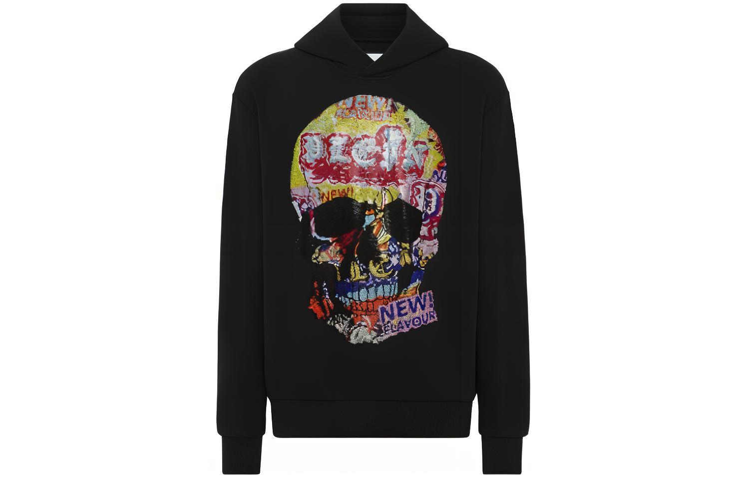 PHILIPP PLEIN SS24 Black Skull Print Loose Fit Hoodie PADC-MJB3262-PJO002N-02