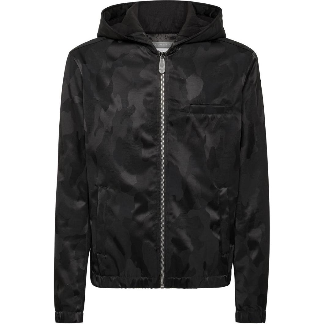PHILIPP PLEIN SS24 Camo Print Zip-Up Hoodie Jacket - Black AADC-MRB2588-PTE003N-02