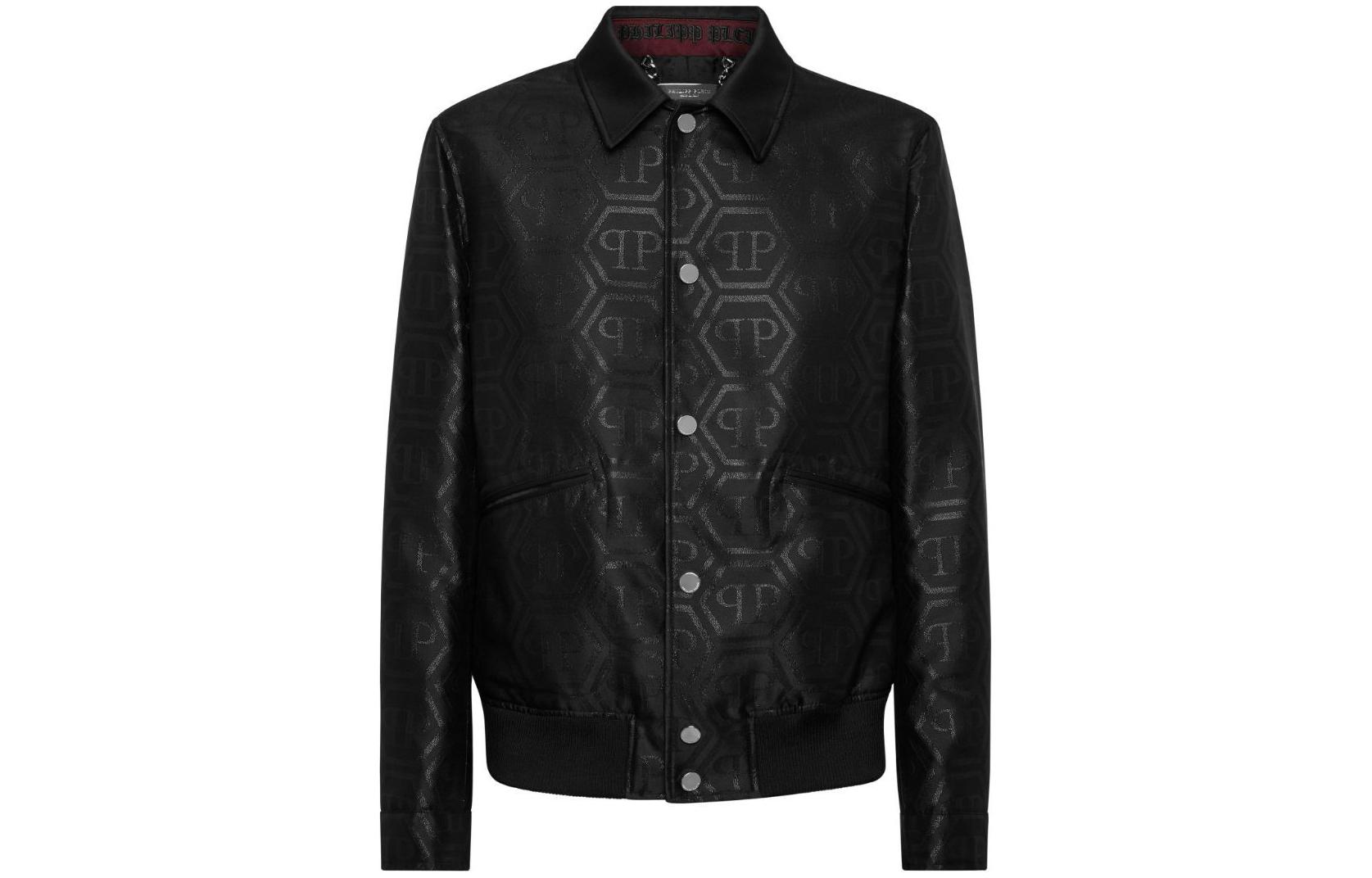 PHILIPP PLEIN SS24 Logo Print Single-Breasted Casual Jacket Black Menswear PADC-MRB2459-PTE003N-02