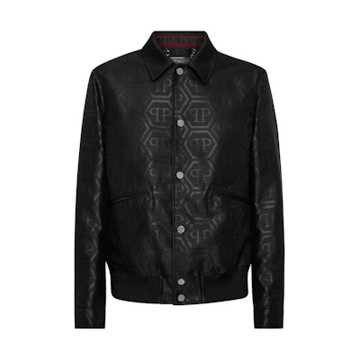 PHILIPP PLEIN SS24 Logo Print Single-Breasted Casual Jacket Black Menswear PADC-MRB2459-PTE003N-02