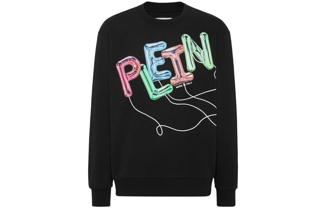 PHILIPP PLEIN SS24 Logo Printed Pullover Crewneck Sweatshirt Men’s Black PADC-MJO1178-PJO002N-02