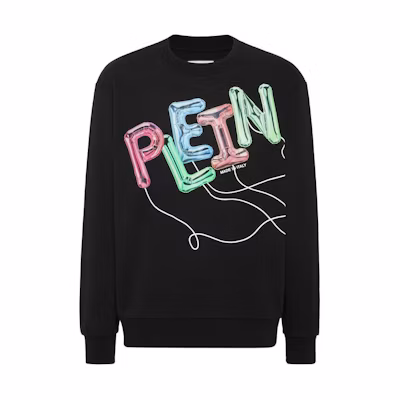 PHILIPP PLEIN SS24 Logo Printed Pullover Crewneck Sweatshirt Men’s Black PADC-MJO1178-PJO002N-02