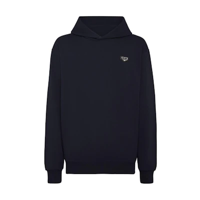 PHILIPP PLEIN SS24 Navy Blue Hoodie with Solid Letter Logo Applique UADC-MJB3566-PJY002N-14