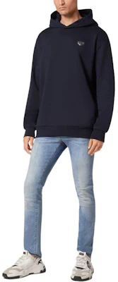 PHILIPP PLEIN SS24 海军蓝连帽衫 带立体字母标志饰件 UADC-MJB3566-PJY002N-14 Purchase PHILIPP PLEIN SS24 海军蓝连帽衫 带立体字母标志饰件 UADC-MJB3566-PJY002N-14