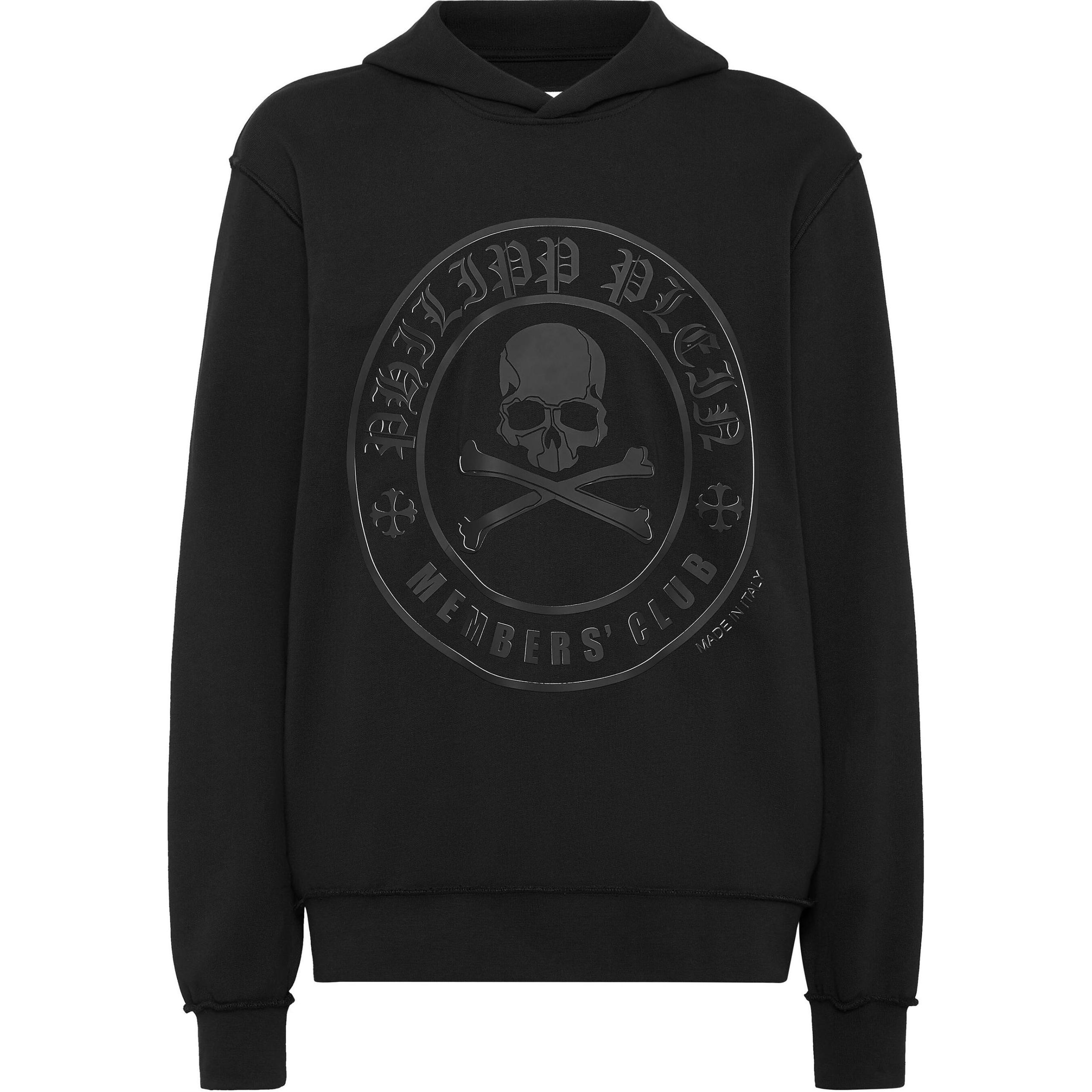 PHILIPP PLEIN SS24 Skull Logo Graphic Hoodie Black Long Sleeve AADC-MJB3521-PJY002N-02